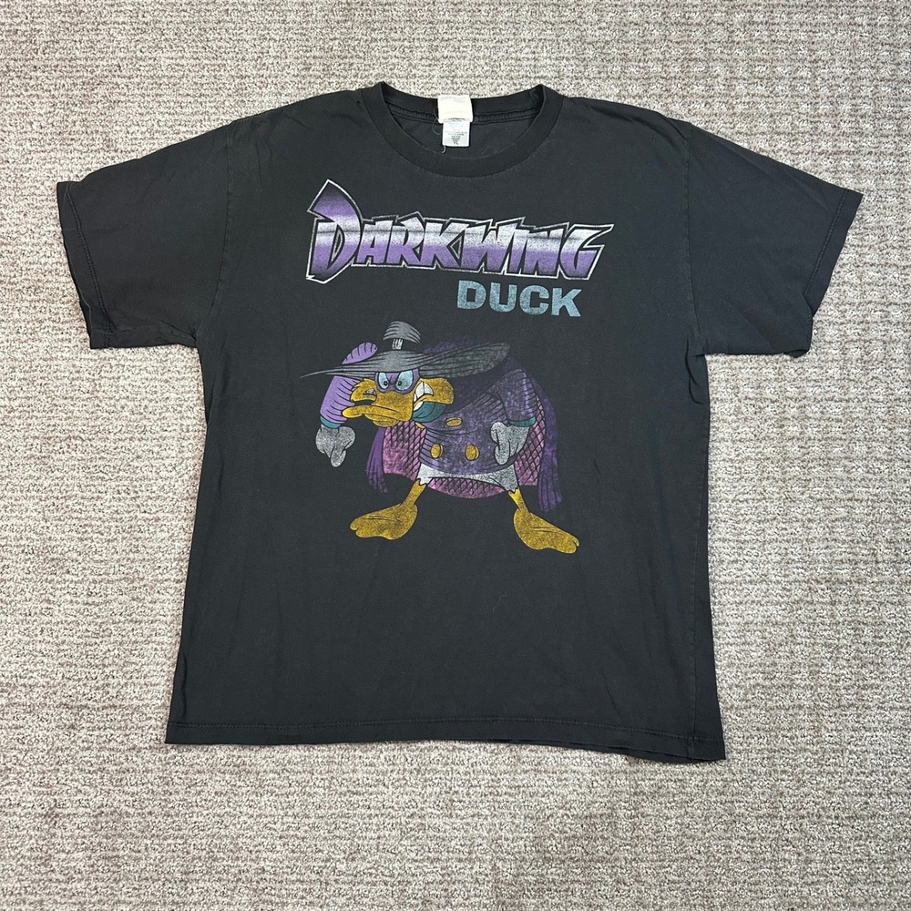 Vintage Mighty Fine Darkwing Duck Disney Graphic Tee Black Kids Youth L 2006